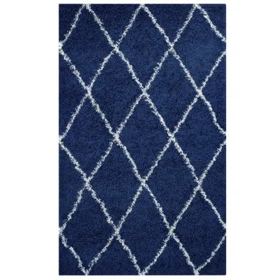 Modway Toryn Diamond Lattice Shag Area Rug In Ivory;navy