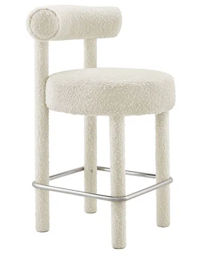 Modway Toulouse Boucle Fabric Counter Stool Set In White