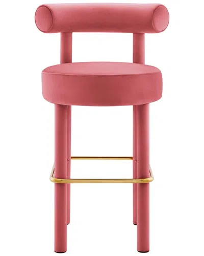 Modway Toulouse Performance Velvet Bar Stool In Pink