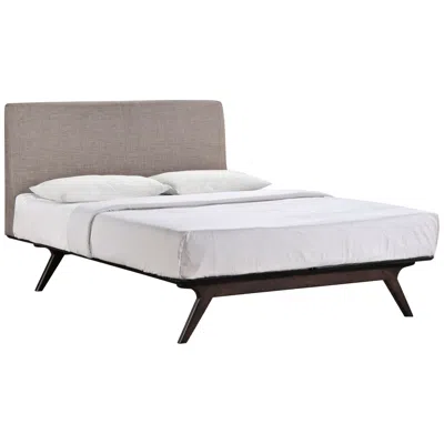Modway Tracy Gray Fabric Cappuccino Queen Platform Bed
