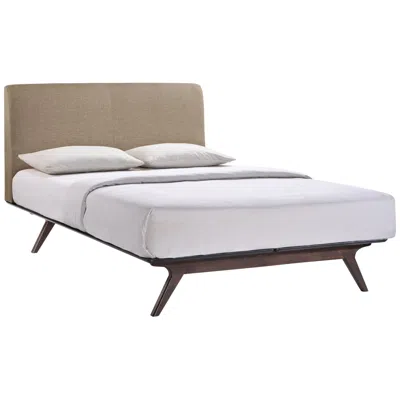 Modway Tracy Latte Fabric Cappuccino Queen Platform Bed