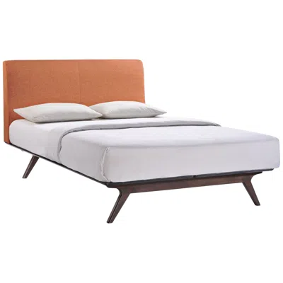Modway Tracy Orange Fabric Cappuccino Queen Platform Bed