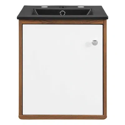 Modway Transmit 18" Wall-mount Bathroom Vanity In Walnut