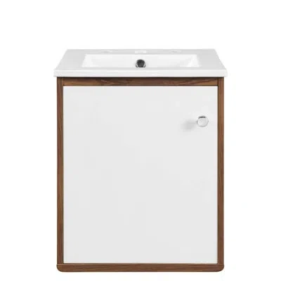 Modway Transmit 18" Wall-mount Bathroom Vanity In Walnut