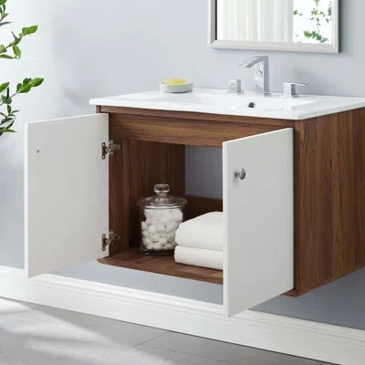 Modway Transmit 30" Wall-mount Bathroom Vanity In White
