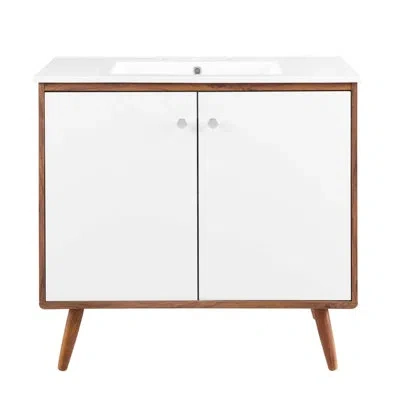 Modway Transmit 36" Bathroom Vanity In White,brown