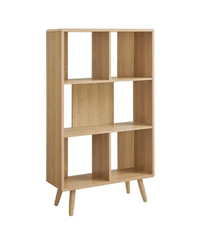 Modway Transmit 5 Shelf Wood Grain Bookcase In Brown