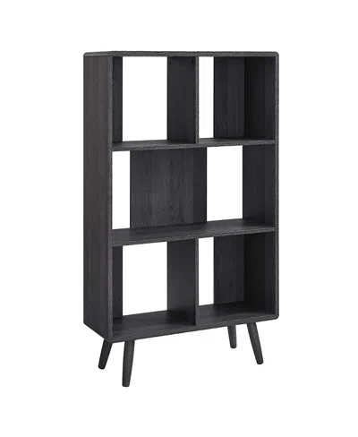 Modway Transmit 5 Shelf Wood Grain Bookcase In Gray