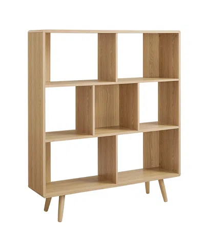 Modway Transmit 7 Shelf Wood Grain Bookcase In Brown