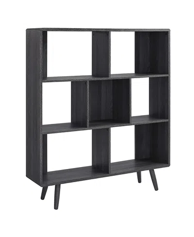 Modway Transmit 7 Shelf Wood Grain Bookcase In Gray