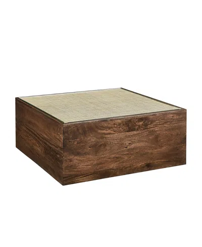 Modway Truett Square Wood Rattan Coffee Table In Brown