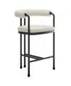Modway Turin Curved Back Boucle And Metal Counter Stool In Black