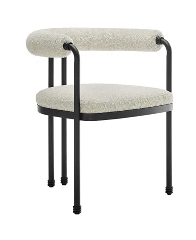 Modway Turin Curved Back Boucle And Metal Dining Accent Chair In Black