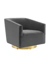 Modway Twist Accent Lounge Performance Velvet Swivel Chair In Gray