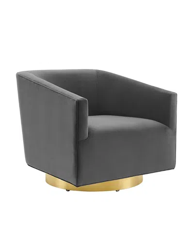 Modway Twist Accent Lounge Performance Velvet Swivel Chair In Gray