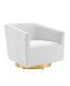 Modway Twist Accent Lounge Performance Velvet Swivel Chair In White