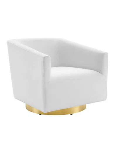 Modway Twist Accent Lounge Performance Velvet Swivel Chair In White