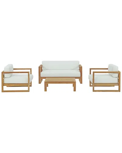 Modway Upland 4-piece Teak Outdoor Patio Set In White