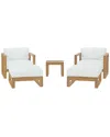 Modway Upland 5pc Teak Outdoor Patio Set In White