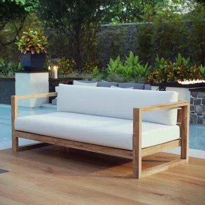 Modway Upland Outdoor Patio Teak Sofa By  In White