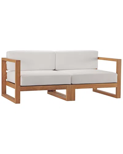 Modway Upland Outdoor Patio Teak Wood 2pc Sectional Sofa Loveseat In Brown