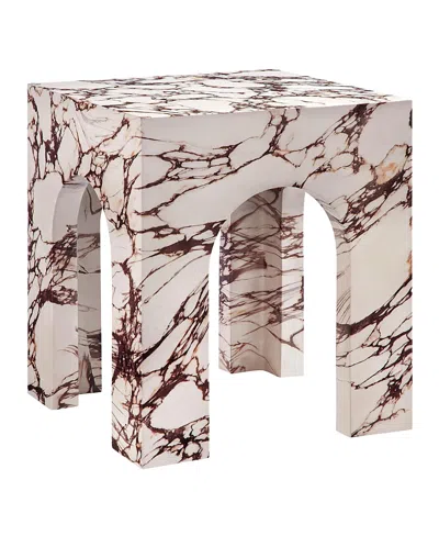 Modway Valen Square Indoor - Outdoor Patio Arched Concrete Side Table In Brown