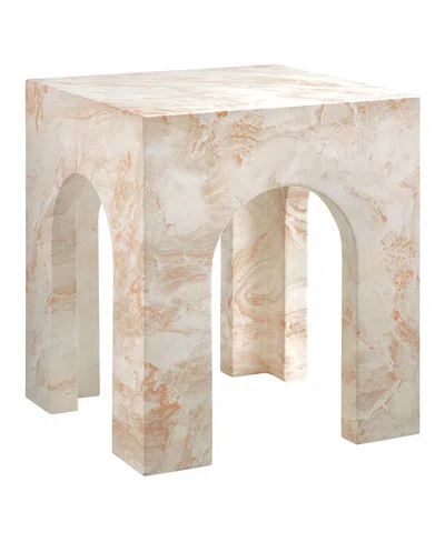 Modway Valen Square Indoor - Outdoor Patio Arched Concrete Side Table In Brown