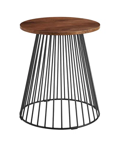 Modway Valeo Round Wood And Metal Side Table In Brown