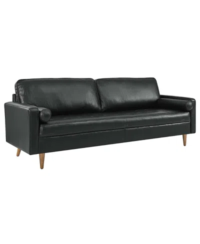 Modway Valour 88" Leather Sofa In Black
