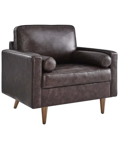Modway Valour Leather Armchair In Brown
