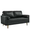Modway Valour Leather Loveseat In Black