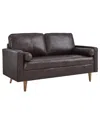 Modway Valour Leather Loveseat In Black