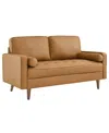 Modway Valour Leather Loveseat In Brown