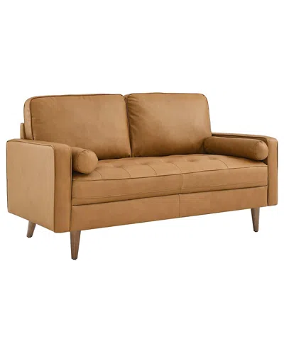 Modway Valour Leather Loveseat In Brown