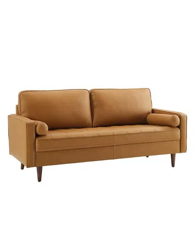 Modway Valour Leather Sofa In Brown