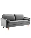 Modway Valour Performance Velvet Sofa In Gray