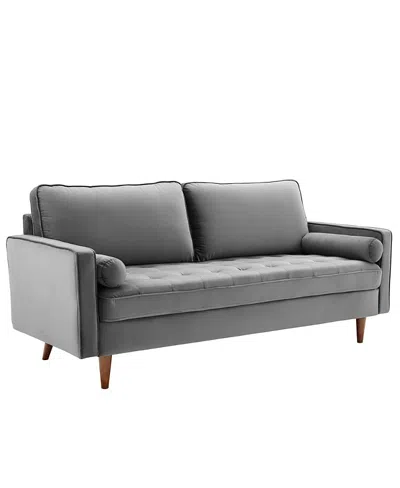 Modway Valour Performance Velvet Sofa In Gray