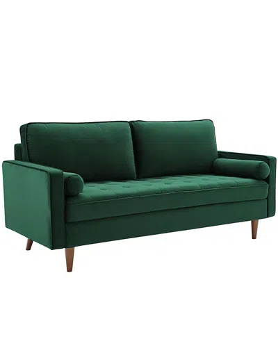 Modway Valour Performance Velvet Sofa In Green