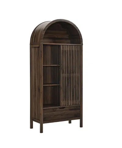 Modway Vaughn 71 Arched Storage Display Cabinet In Brown