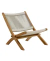 Modway Vienna Outdoor Patio Teak And Rope Folding Accent Lounge Chair In Brown