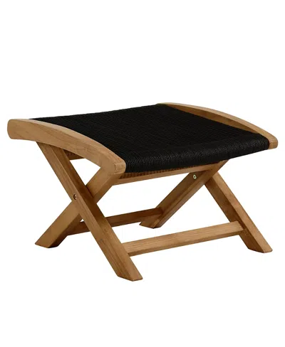 Modway Vienna Outdoor Patio Teak And Rope Folding Ottoman In Brown