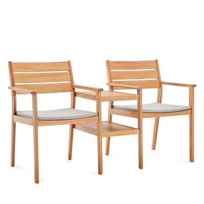 Modway Viewscape Outdoor Patio Ash Wood Jack And Jill Chair Set In Natural Taupe