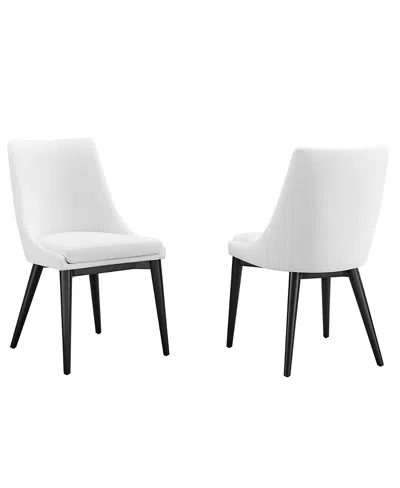Modway Viscount Fabric Dining Side Chair, Set Of 2 In White