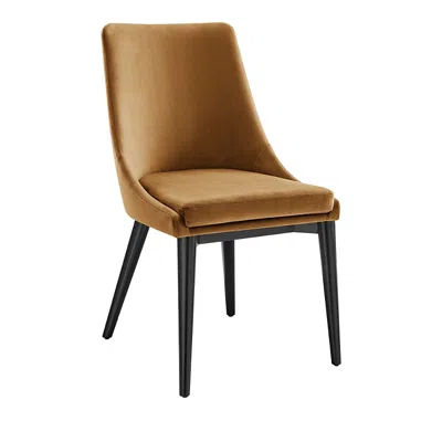 Modway Viscount Performance Velvet Dining Chair In Brown