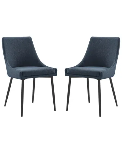 Modway Viscount Upholstered Fabric Dining Chairs, Set Of 2 In Blue