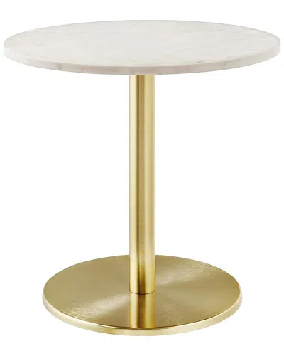 Modway Viva Round White Marble Side Table In Gold