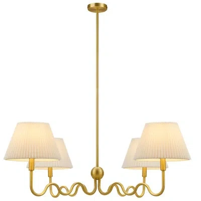 Modway Wave Squiggle 4-arm Pendant Light In Black In Brass