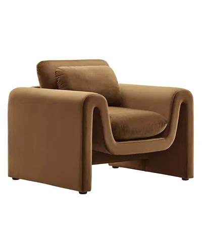 Modway Waverly Performance Velvet Armchair In Brown