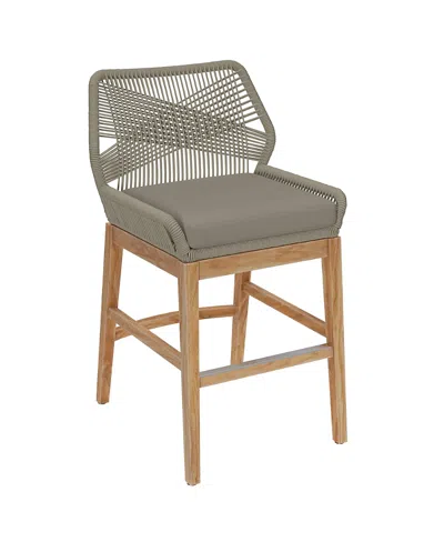 Modway Wellspring Outdoor Patio Teak And Rope Counter Stool In Brown