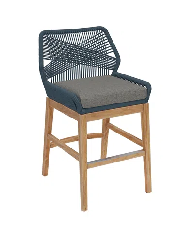 Modway Wellspring Outdoor Patio Teak And Rope Counter Stool In Green